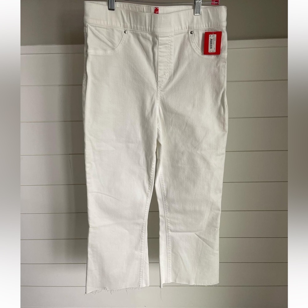 NWT SPANX crop flare white denim